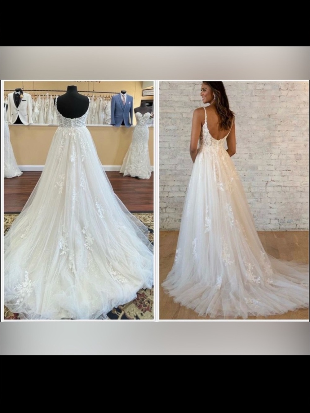 Stella York 7492 A-Line Lace & Tulle Wedding Dress EUC Never Worn